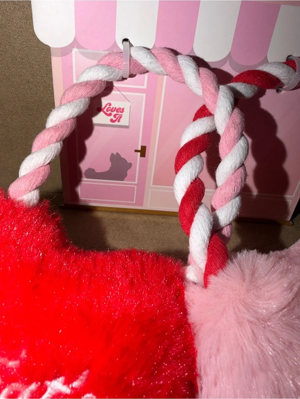 Paris Hilton Pink & Red Heart Plush Rope Dog Toy Set